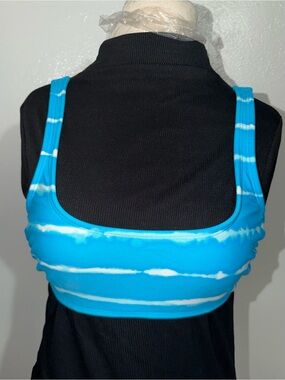 Xhilaration Blue Tie-Dye Scoop Neck Sports Bra